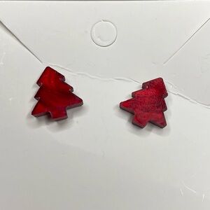 Red Christmas Tree Earrings